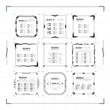 Sci-Fi Ui Square Frames Stock Illustration