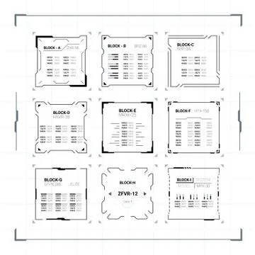 Sci-Fi Ui Square Frames Stock Illustration