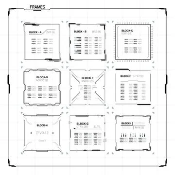 Sci-Fi Ui Square Frames Stock Illustration