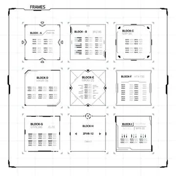 Sci-Fi Ui Square Frames Stock Illustration