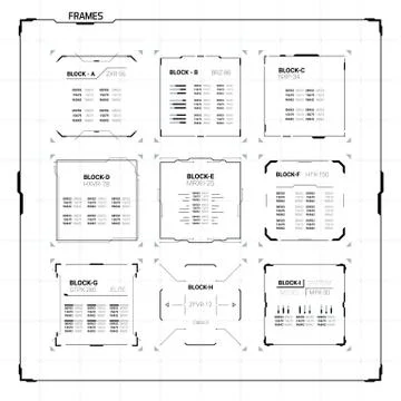 Sci-Fi Ui Square Frames Stock Illustration