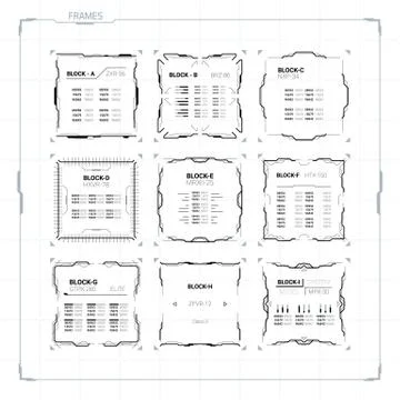 Sci-Fi Ui Square Frames Stock Illustration