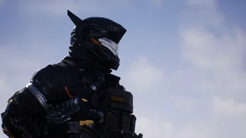 Sci-Fi Urban Warrior in a Dramatic Action Trailer Vídeos de archivo 149379794