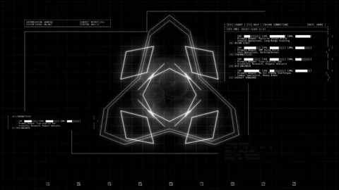 Sci Fi Video Game Class Selection User Interface with Scanning Grid and Stock Footage 340254478