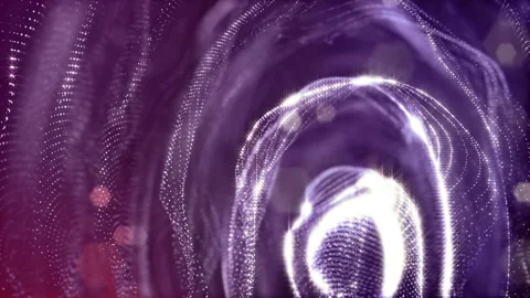 Sci-fi violet background of luminous particles that form curves, surfaces Stock Footage 110582855