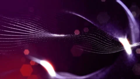 Sci-fi violet background of luminous particles that form curves, surfaces Stock Footage 110583426
