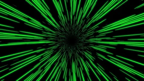 Sci-Fi Wallpaper with Abstract Green Light Trails During a Reverse Space Jump Stock Footage 315213196