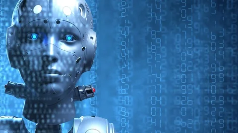 Sci-fi woman robot , learning digital information the digital world Stock Footage 108331179