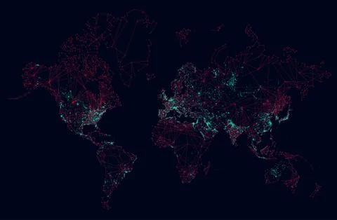 Sci-fi world map global connection futuristic interface Stock Illustration