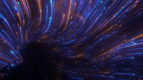 Sci-fi wormhole with light trails 3D render seamless loop animation Stock Footage 158070259