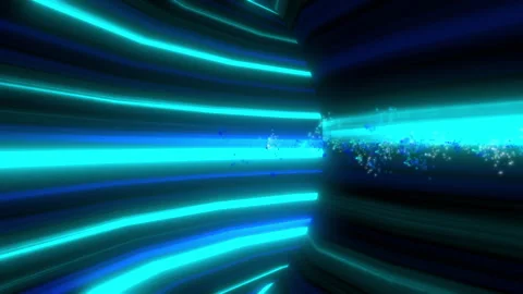 Sci-Fi Wormhole Warp Tunnel with Blue Light and Floating Particles Stock Footage 332386719
