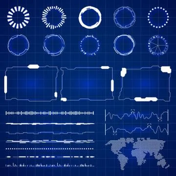 Sci futuristic hud interface. Modern technology screen with panels vector Stock Illustration