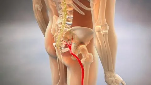 Sciatic Nerve Pain 3D Illustration Stock Illustration