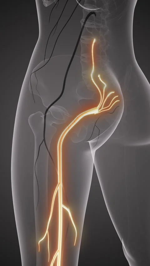 Sciatic nerve pain in lower back Video stock 284207194