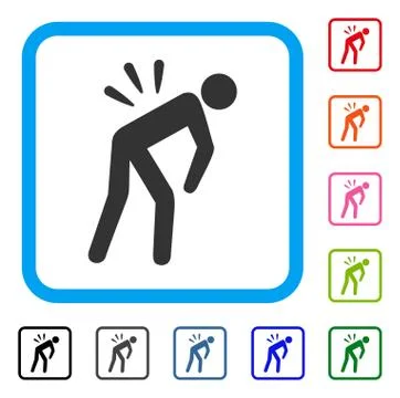 Sciatica Back Pain Framed Icon Stock Illustration