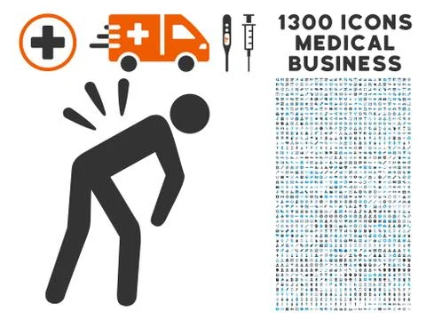 Sciatica Back Pain Icon with 1300 Medical Business Icons Stock Illustration