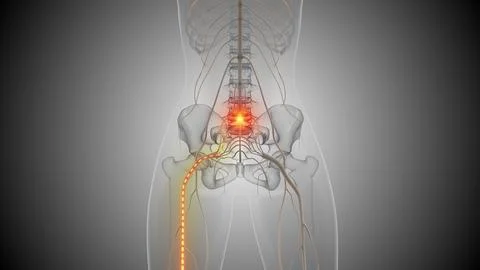 Sciatica causes lower back and leg pain Illustrazione stock