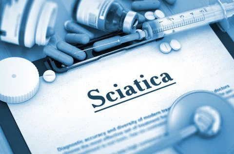 Sciatica Diagnosis. Medical Concept. Composition of Medicaments Stock Illustration