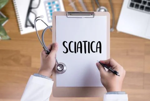 Sciatica doctor hand working Professional Medical Concept Stock Photos