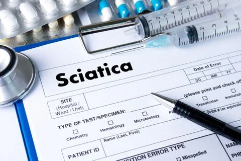Sciatica doctor hand working Professional Medical Concept Stock Photos