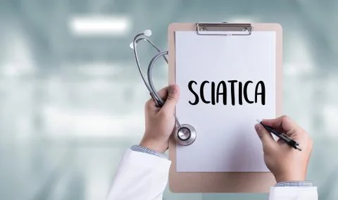 Sciatica doctor hand working Professional Medical Concept Stock Photos