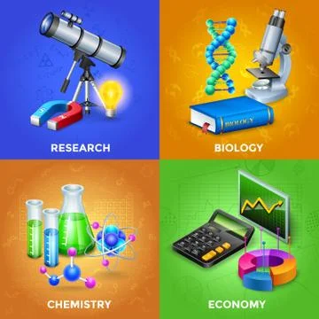 Science 2x2 Design Concept Set 库存插图