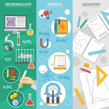 Science 3 Flat Banner Set 库存插图