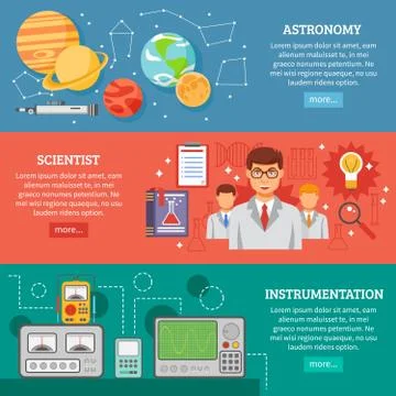 Science 3 Flat Banner Set 库存插图
