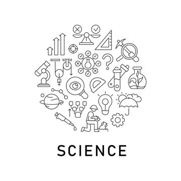 Science abstract linear concept layout with headline Illustrazione stock