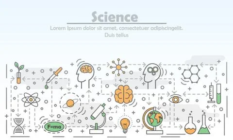 Science advertising vector flat line art illustration 库存插图