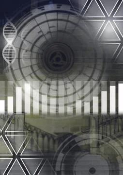 Science and architecture technology interface merged transition Stockillustratie