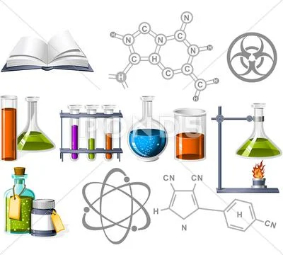 Science and chemistry icons Stock Illustrationen