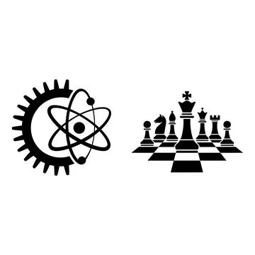 Science and Chess Vector Icons STEM Education Strategy Silhouette Set Stock-Illustration