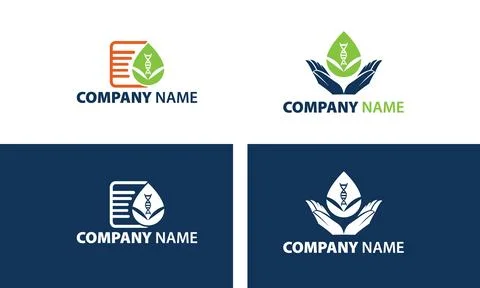 Science and experiment iconic logo design set, dna vector icon set by hand Stock Illustration