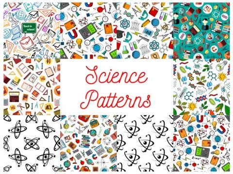 Science and knowledge seamless pattern wallpapers Stock Illustration