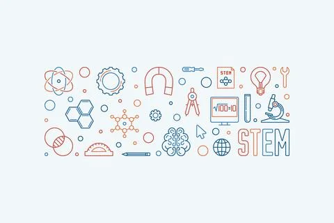 Science and Math - STEM vector horizontal creative banner イラスト素材