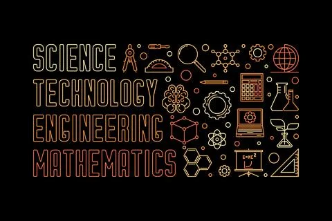 Science and Math STEM vector horizontal colored banner イラスト素材