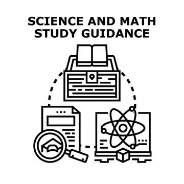 Science and math study guidance concept learning researching Stock Illustration