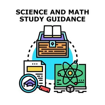Science and math study guidance concept learning researching Stock Illustration