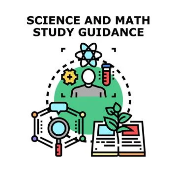 Science and math subjects study guidance concept Stock Illustration