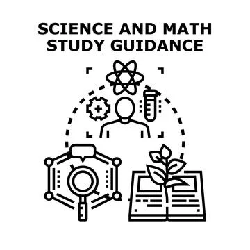 Science and math subjects study guidance concept Stock Illustration