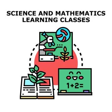 Science and mathematics learning classes concept vector Stock Illustration