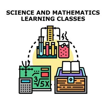 Science and mathematics learning classes concept illustration Stock Illustration