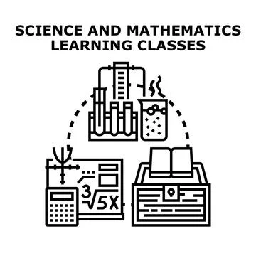 Science and mathematics learning classes concept illustration Stock Illustration