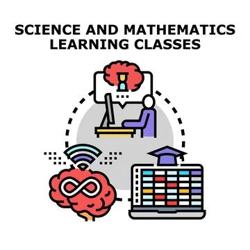 Science and mathematics learning online education concept Stock Illustration