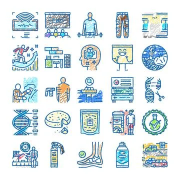 Science and medicine doodle vector icons collection Stock Illustration