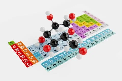Science And Research Concept. Molecular Structure Model Placed Over Colorfu.. Stock Illustration