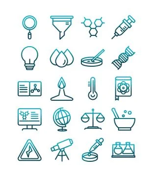 Science and research laboratory study icons collection gradient style icon 스톡 일러스트