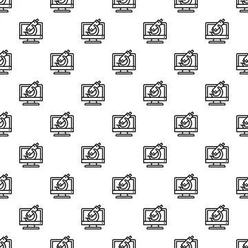 Science and research seamless pattern with microscope and monitor イラスト素材