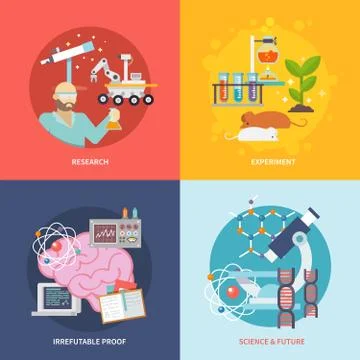 Science And Research Set Illustrazione stock